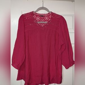 HANNAH hot pink blouse with crochet detail